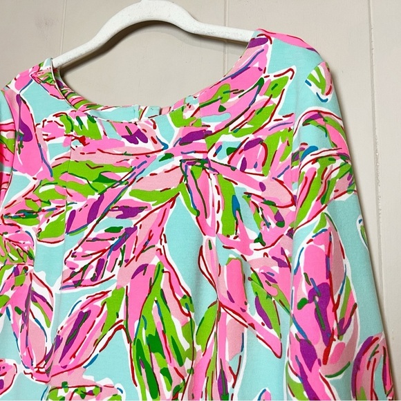 Lilly Pulitzer Charlene Dress Large In the Vias pink green tropical floral shift - Picture 3 of 16